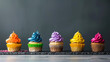 Vibrant Cupcake Delights: Colorful Homemade Treats for Birthday Parties and Celebrations, Sweet Bakery Goodness on Chalkboard Background