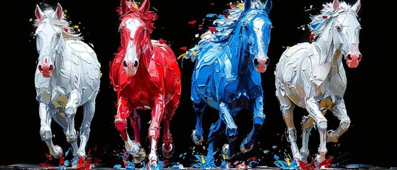 Sticker - Paintings, abstracts, metal elements, texture backgrounds, animals, horses,...