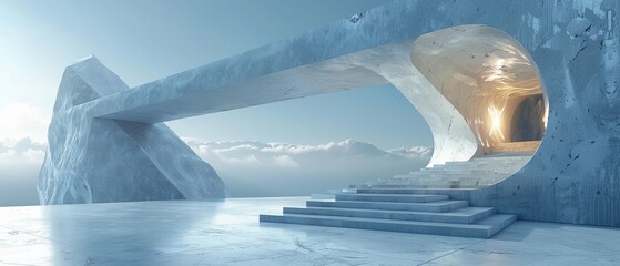 Leinwandbilder - An abstract futuristic architecture rendered in 3D with a concrete floor.