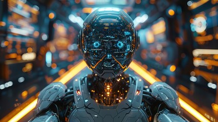 Aufkleber - Robot driver of autonomous car. Computer Vision of driverless vehicle. AI of self-driving car concept. Autopilot of self-driving car. 3D rendering.