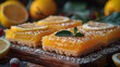 Lemon Bars on Decorated Table for HD Wallpaper with Cinematic Effect