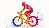 Fototapeta Big Ben - A male cyclists road racer, ebike rider or mountain biker shown in a colourful contemporary athletic abstract design for a poster or flyer, stock illustration image