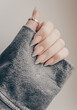 Beautiful stylish art manicure. French manicure design ideas. Nail polish. Silver French nails.