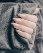 Beautiful art manicure. French manicure design ideas. Nail polish. Silver French nails.