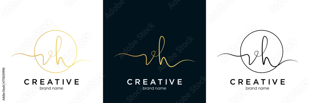 VH Initial Letter handwriting logo hand drawn template vector, logo for ...