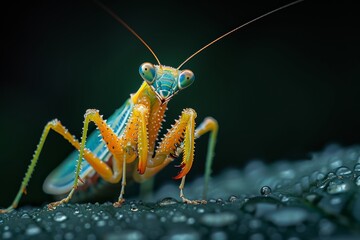 praying mantis isolated on black