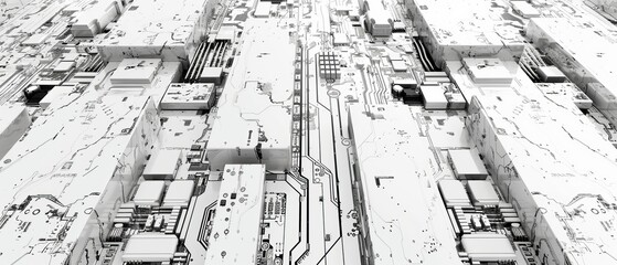 Aufkleber - The background of the printed circuit board is white. Computer technology background. Information technology background. Text space. Gray scale printed circuit board background.