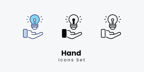 Hand  Icons set thin line and glyph vector icon illustration