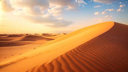 Sticker - A massive sand dune rises majestically amidst the expansive desert, creating a striking and awe-inspiring sight, An endless desert with sand dunes stretching to the horizon, AI Generated