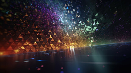 Poster - Abstract background with structure of neon triangles and technology style.