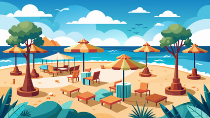 Wall Mural - sende-beach---a-lots-of-seabeach-sitting-area-set