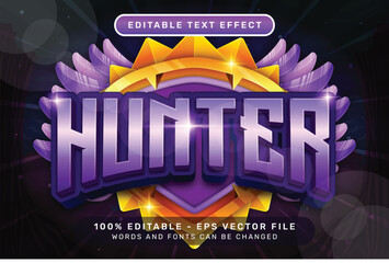 Poster - hinter 3d text effect and editable text effect with shield and wings illustration