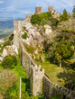 Walls of the towers of Moors Castle in Sintra, Portugal
