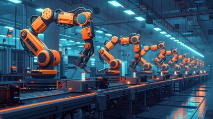 Poster - Futuristic Factory: Task Automation and Robot Organization.