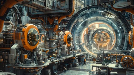 Poster - Futuristic Factory: Task Automation and Robot Organization.