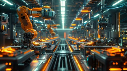 Poster - Futuristic Factory: Task Automation and Robot Organization.