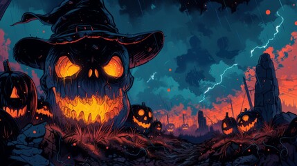 Wall Mural - Witch's Pumpkin Patch