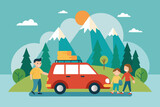Fototapeta Sport - family journey by car vector illustration