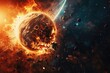 Apocalyptic Earth Explosion. Planet Shattering in Half due to Meteor Strike and Outer Space Explosions, Armageddon Astrology