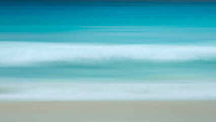 Poster - Abstract background of blue sea wave Motion blur sea water and white sand.