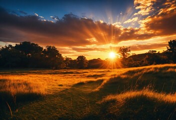 Poster - sunset in the mountains