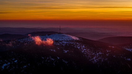 Wall Mural - sunrise over the mountains, Jeseníky, Praděd