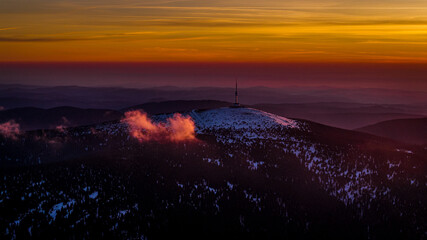 Wall Mural - sunrise over the mountains, Jeseníky, Praděd