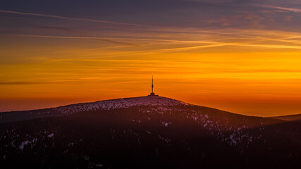 Wall Mural - sunrise over the mountains, Jeseníky, Praděd