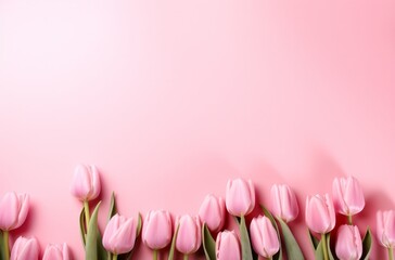 Poster - pink tulips against pink background on pink background