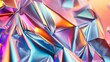 Iridescent metallic geometric shapes on a 3D render. Trendy colorful wallpaper.