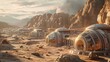 Futuristic 3D Martian Colony for Space Exploration Games.