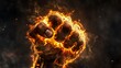 Premium picture of fire fist punch black background