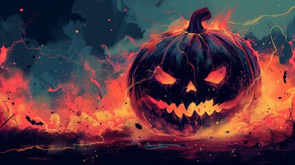 Poster - Fiery Jack-o'-Lantern