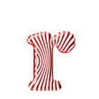White symbol with red vertical ultra-thin straps. letter r