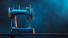 High-contrast Image Of Modern Sewing Machine On A Dark Backdrop