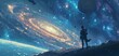 A cosmic gateway leading to different dimensions, featuring anime characters equipped with futuristic exploration gear. The surreal landscapes beyond the portal are a blend of surrealism.
