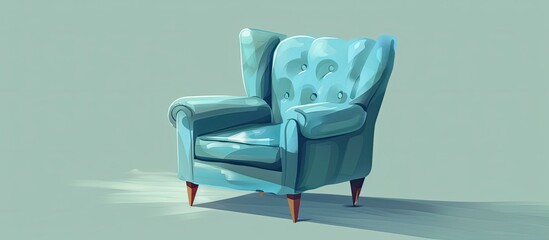 Wall Mural - A club chair in electric blue leather sits on a white flooring in a building, near a window, with armrests for added comfort. The chair forms a rectangle shape and is stylishly designed