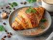 Crunchy French croissants can be a nice addition to your morning coffee. Delicious, can be filled with ham and greens or sweets, for example, nut paste.