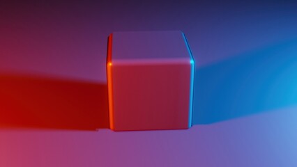 Poster - Orange and blue cube. Computer generated 3d render