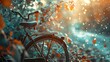 A beautiful photo of a bicycle and its elements AI generated