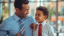 A Father Adjusting Son's Tie