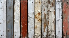 A Close Up Of A Wooden Fence With Paint Peeling Off Of The Paint And Rusting Off Of The Wood.