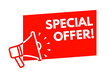 Special offer, megaphone, message - vector illustration, button