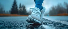 Stride In The Rain: Minimalist Runner's Journey. Concept Minimalist Running, Rainy Day Run, Outdoor Exercise, Quiet Moments, Reflection Through Movement