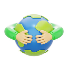 Wall Mural - PNG 3D Protect Earth icon isolated on a white background