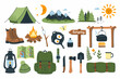 A set of items for camping and outdoor recreation. Vector graphics