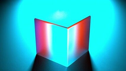 Wall Mural - Orange and blue cube. Computer generated 3d render