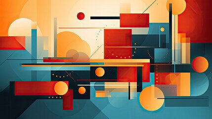Poster - abstract arrangement of geometric shapes, each carefully crafted and interconnected, forming a visually engaging and harmonious design, Illustration vector art