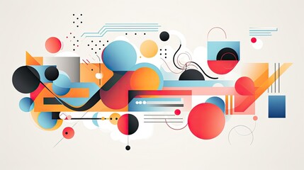 Fototapete - abstract arrangement of geometric shapes, each carefully crafted and interconnected, forming a visually engaging and harmonious design, Illustration vector art