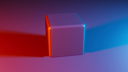 Poster - Orange and blue cube. Computer generated 3d render